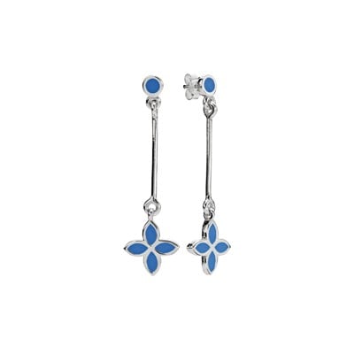 Sterling Silver and Blue Enamel Earrings