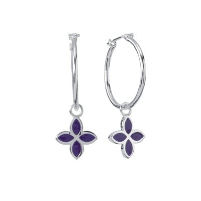 Sterling Silver and Purple Enamel Earrings