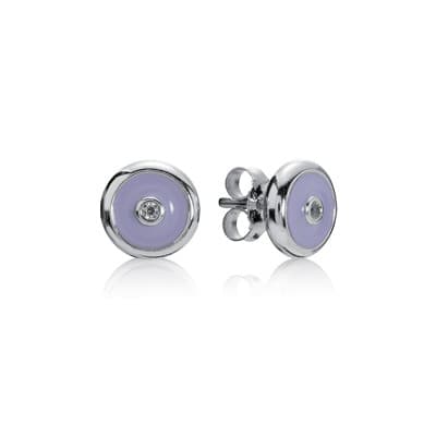 Pandora Sterling Silver, Lavender Enamel and Clear Cubic Zirconia Earrings 290153EN11 290153 — Foto 1 von 1