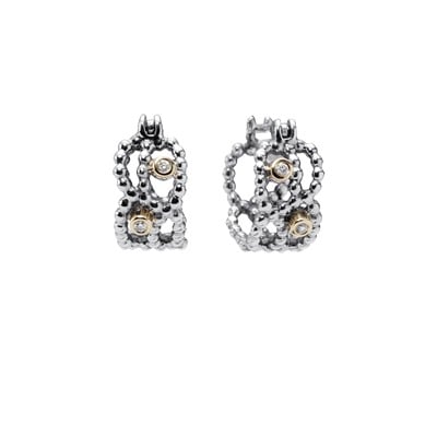 Silver earring, w/ 14k gold, diamond 0.04 ct w/vs