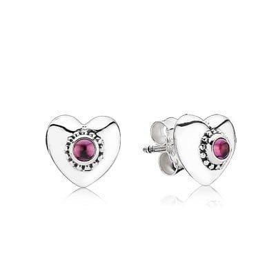 Treasured Heart Earrings, with Rhodolite Garnet