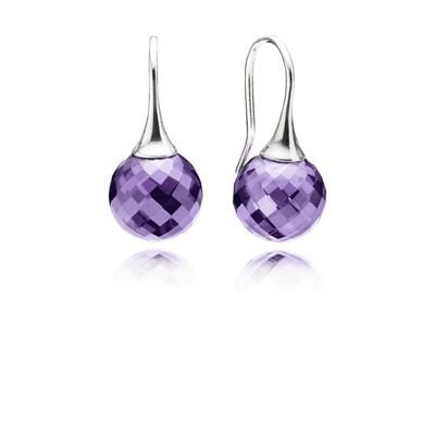 Morning Dew Earrings, Purple CZ