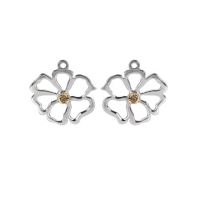 Charm Large Flower Brown CZ w/ 14K