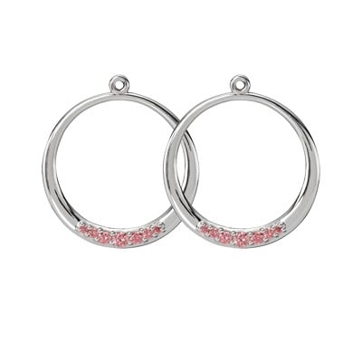 Sterling Silver and Salmon Cubic Zirconia Earrings
