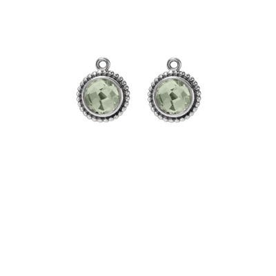 Silver earring with green amethyst