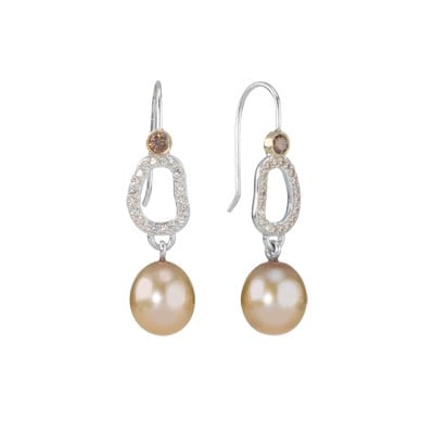 Earring Dangle Earring, Circle of Friends Cubic Zirconia Pearl