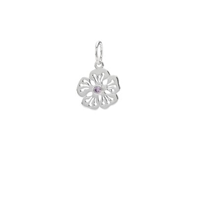 Pendant Amethyst CZ Hybiscus