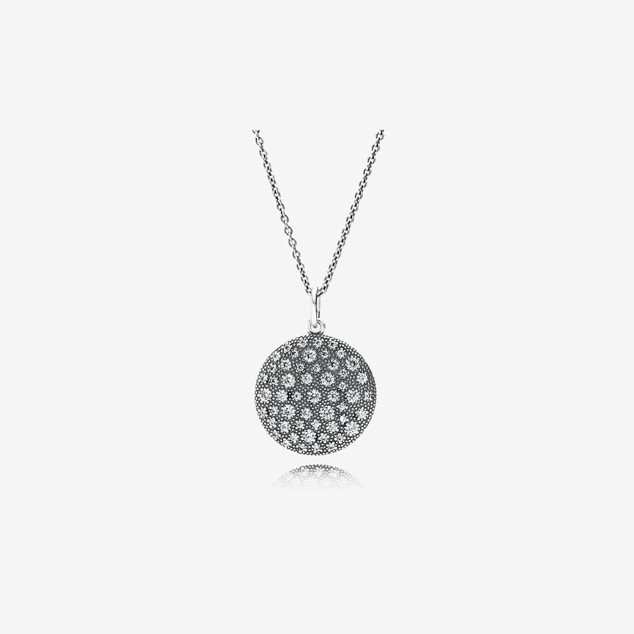 Cosmic Stars Pendant Necklace, Clear CZ