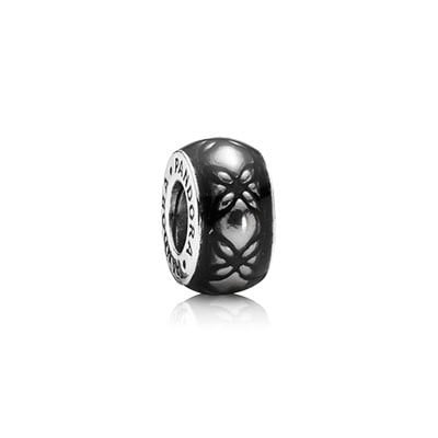 Abstract silver spacer with grey enamel