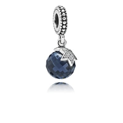 Moon & star, midnight blue crystal & clear cz