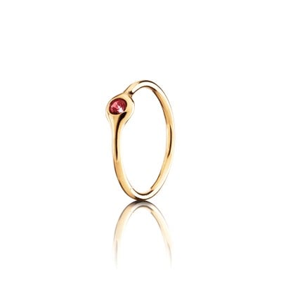 Ring 18K Gold, 1Pod, 3mm Red Topaz