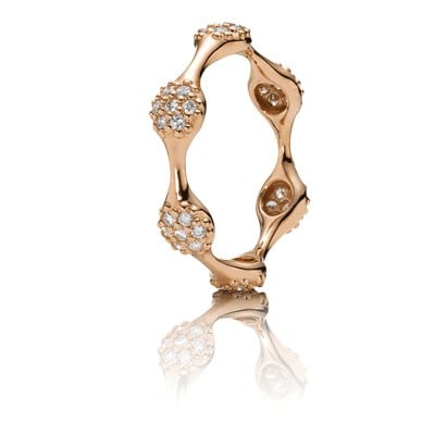 18K Rose Gold Ring with Pavé Diamonds 0.42 ct w/vs