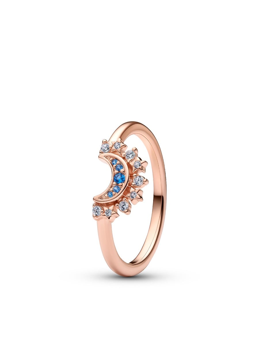 Celestial Blue Sparkling Moon Ring