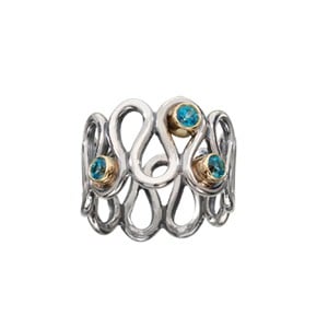 Silver Ring, 14K Gold, Topaz