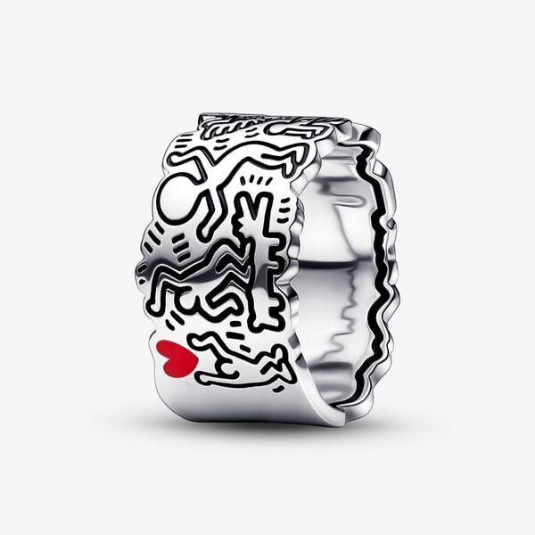 Keith Haring™ x Pandora Line Art Love & People Wide Ring