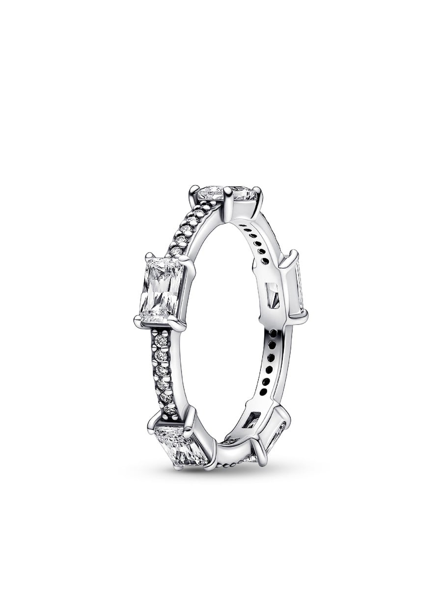 Rectangular Bars Sparkling Pave Ring