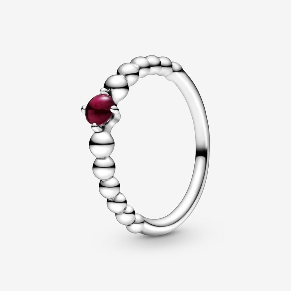 Januar Geburtsstein Dunkelroter Metallperlen-Ring