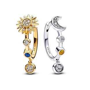 Two-Tone Sparkling Solar System Hoop Earrings
