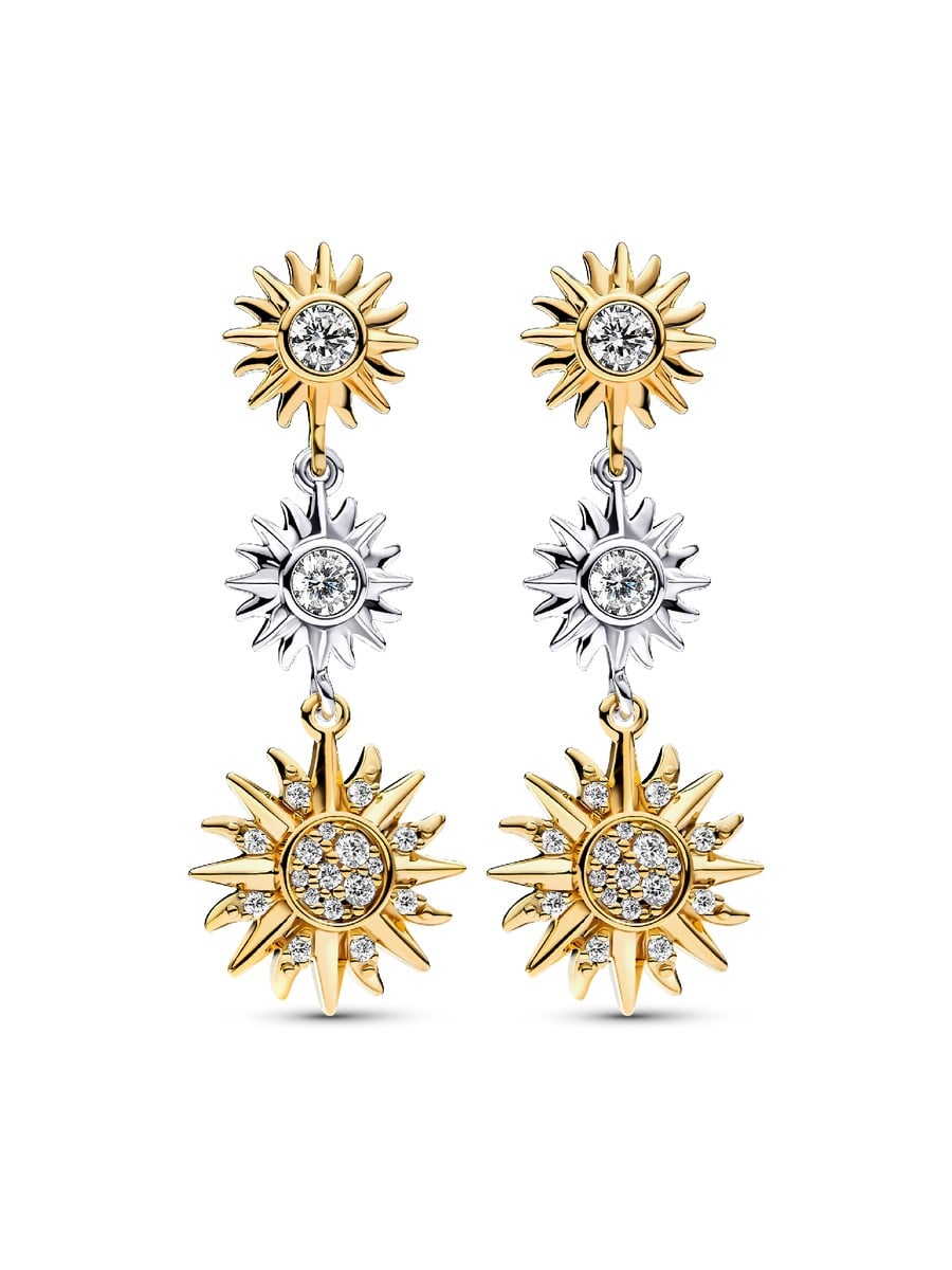 Pendants d’Oreilles Soleil Triple Scintillants Bicolores