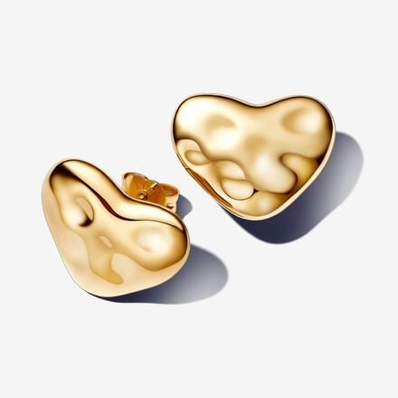 Heart 14K Gold Plated Stud Earrings