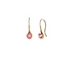 Earring, 18K Gold, 4mm Pink Topaz Hook
