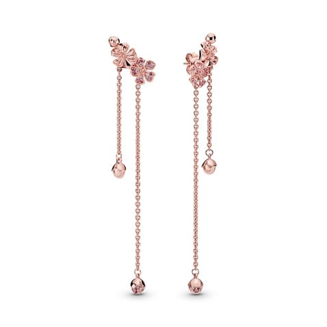Dangling Peach Blossom Flowers Earrings