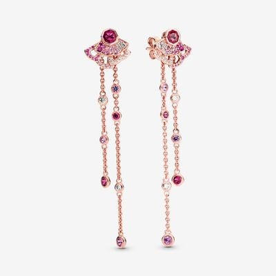 Pink Fan Dangle Earrings