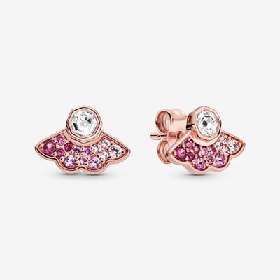 Pink Fan Stud Earrings