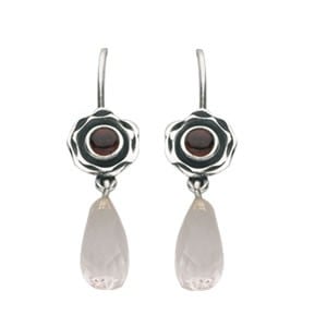 Silver Earrings with Garnet