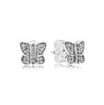 Sparkling Butterfly Stud Earrings Clear CZ