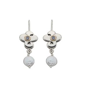 Silver Earrings, Chalcedony