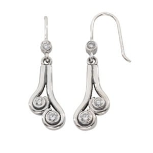 Ocean Wave Earrings with Clear CZ