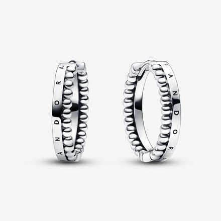 Pandora Signature Logo Beads Hoop Earrings