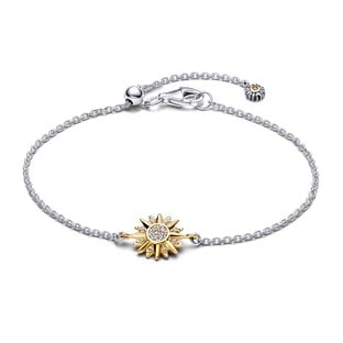 Two-Tone Sparkling Sun Chain Bracelet
