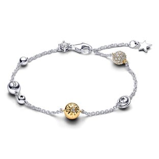 Two-Tone Sparkling Solar System Chain Bracelet
