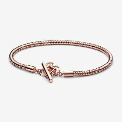 Pandora Moments Peace Knot T-Bar Snake Chain Bracelet (14k Rose Gold-Plated) 582419C01 582419 — Foto 1 von 1