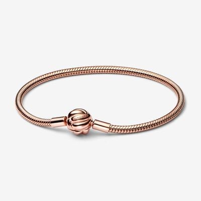Pandora Moments Heart Knot Snake Chain Bracelet (14k Rose Gold-Plated)