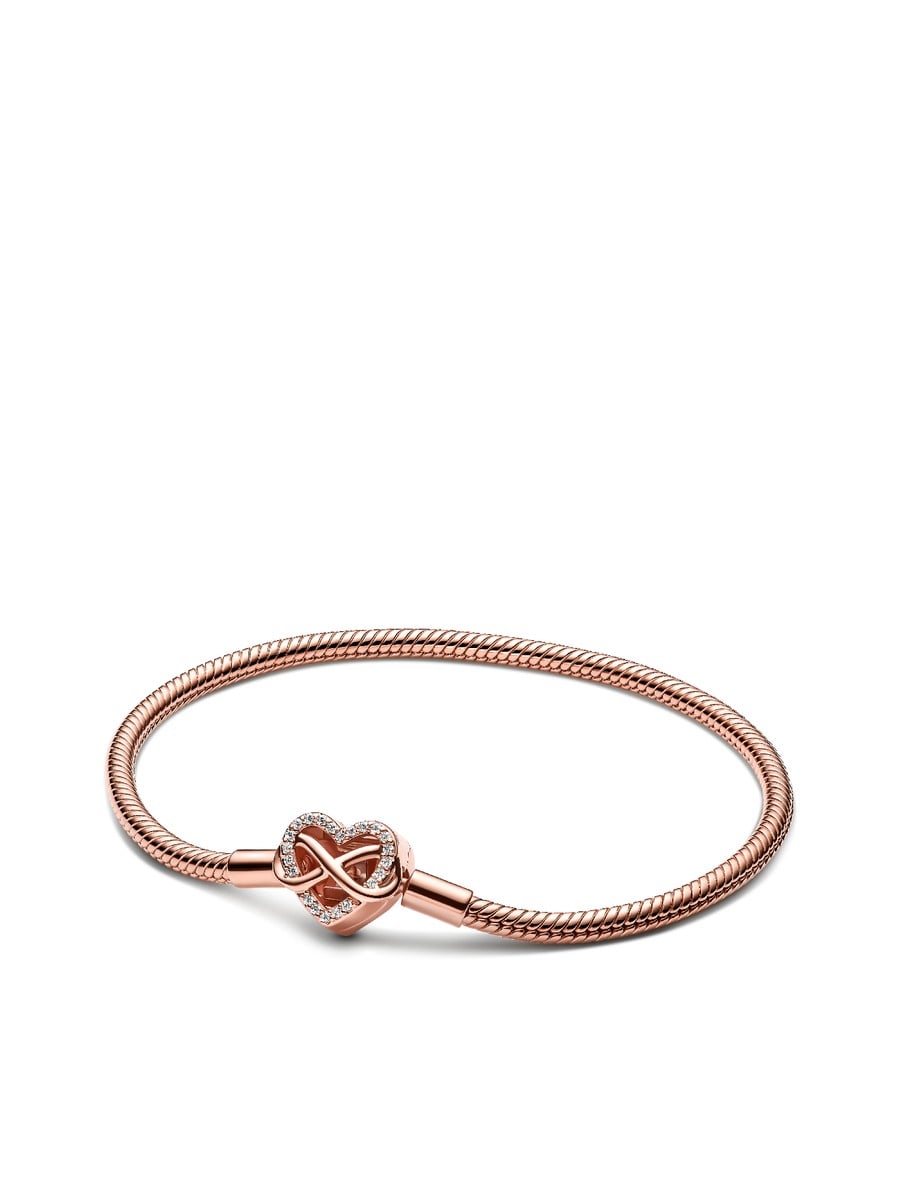 Sparkling Infinity Heart Clasp Snake Chain Bracelet