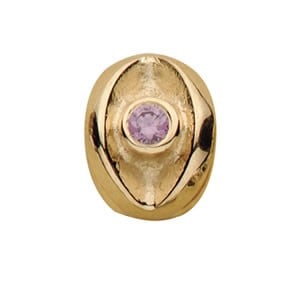 14K Gold Eye with Amethyst CZ Charm