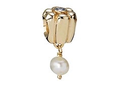 14K Gold Hanging Pearl Charm
