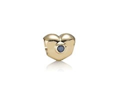 14K Gold Heart with Sapphire Charm
