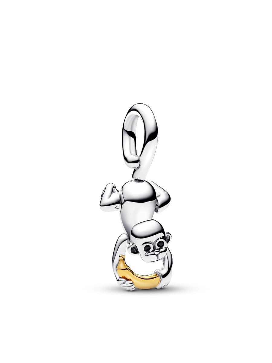 Pandora Two Tone Movable Monkey Dangle Charm 763343C01 763343 — Foto 1 von 1