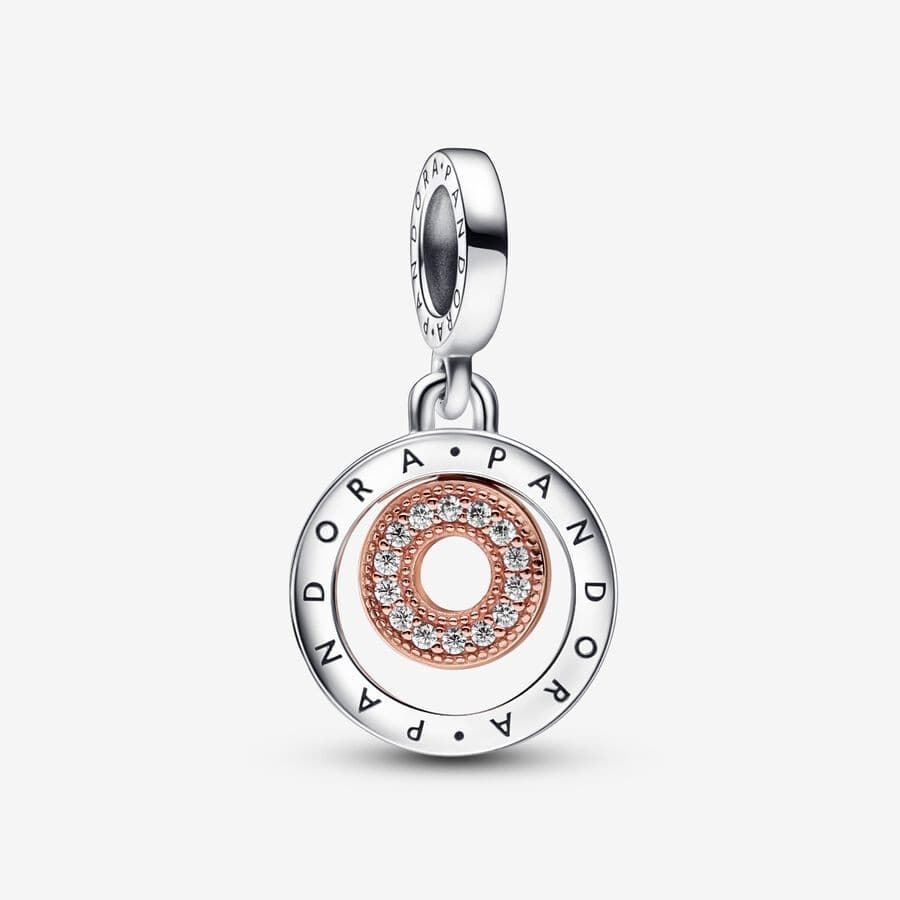 Pandora Signature Two Tone Logo Circles Dangle Charm 782287C01 782287 — photo 1 of 1
