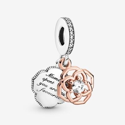 Two Tone Rose Dangle Charm