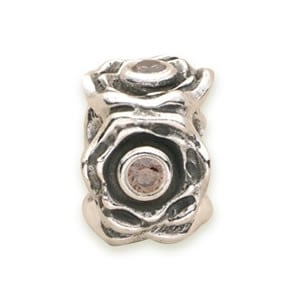 Rose Petal with Brown CZ Charm