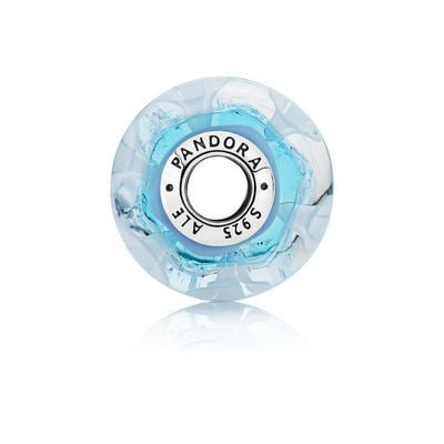Blue Bloom Murano Glass Charm