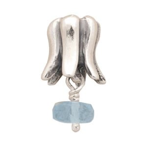 Silver Tulip with Aquamarine Charm