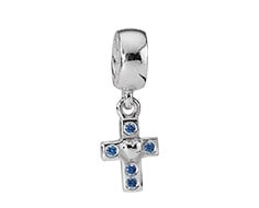 Cross Dangle with Blue CZ Charm