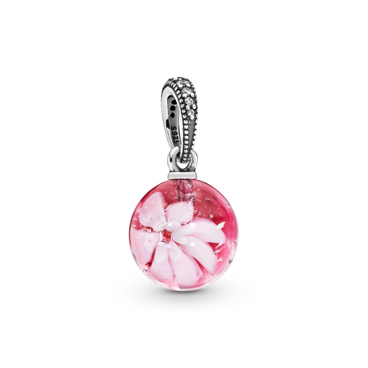 Peach Blossom Flower Murano Charm